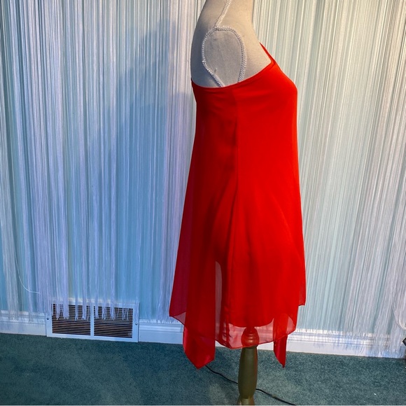 Red One Shoulder Sheer Drape Top - Picture 5 of 17